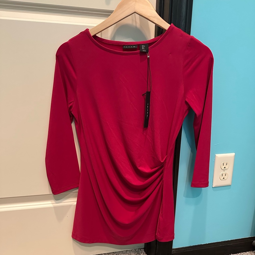 Tahari Scarlet Drape Blouse